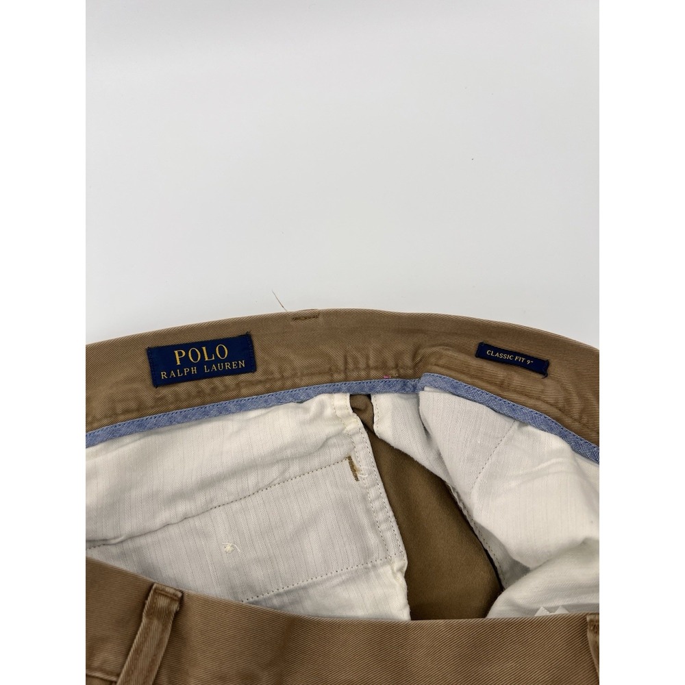Polo Ralph Lauren Shorts Mens 34 Khaki All Over Pony Logo Embroidery Golf Chino - Picture 3 of 9
